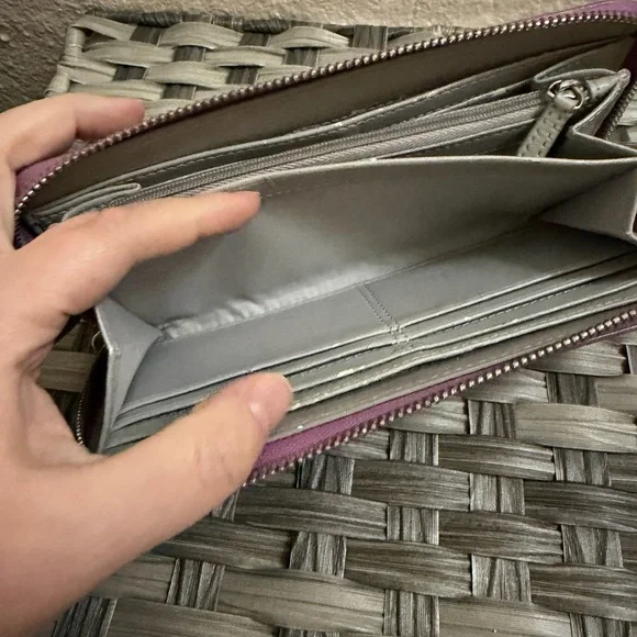 Coach Purple Leather Zip Around Wallet Wristlet - Picture 13 of 15